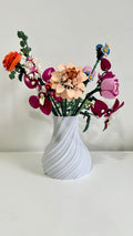 Vase effet argile forme arrondi plat pour bouquet LEGO Flowers Icons ou fleurs séchées différents coloris