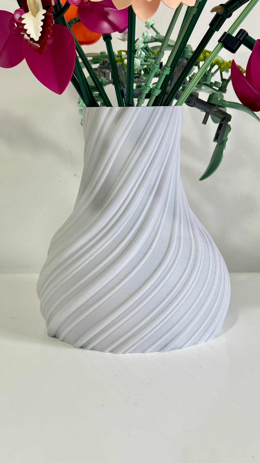 Vase effet argile forme arrondi plat pour bouquet LEGO Flowers Icons ou fleurs séchées différents coloris