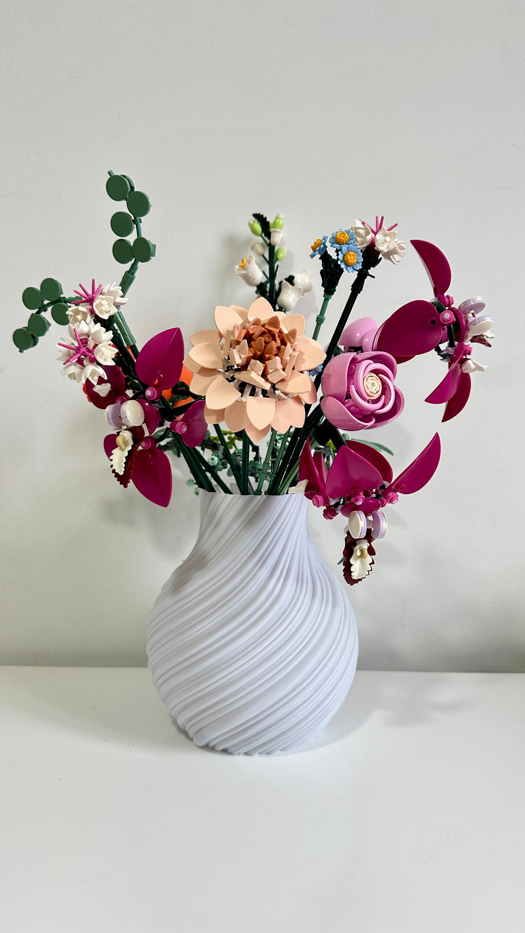 Vase effet argile forme arrondi plat pour bouquet LEGO Flowers Icons ou fleurs séchées différents coloris